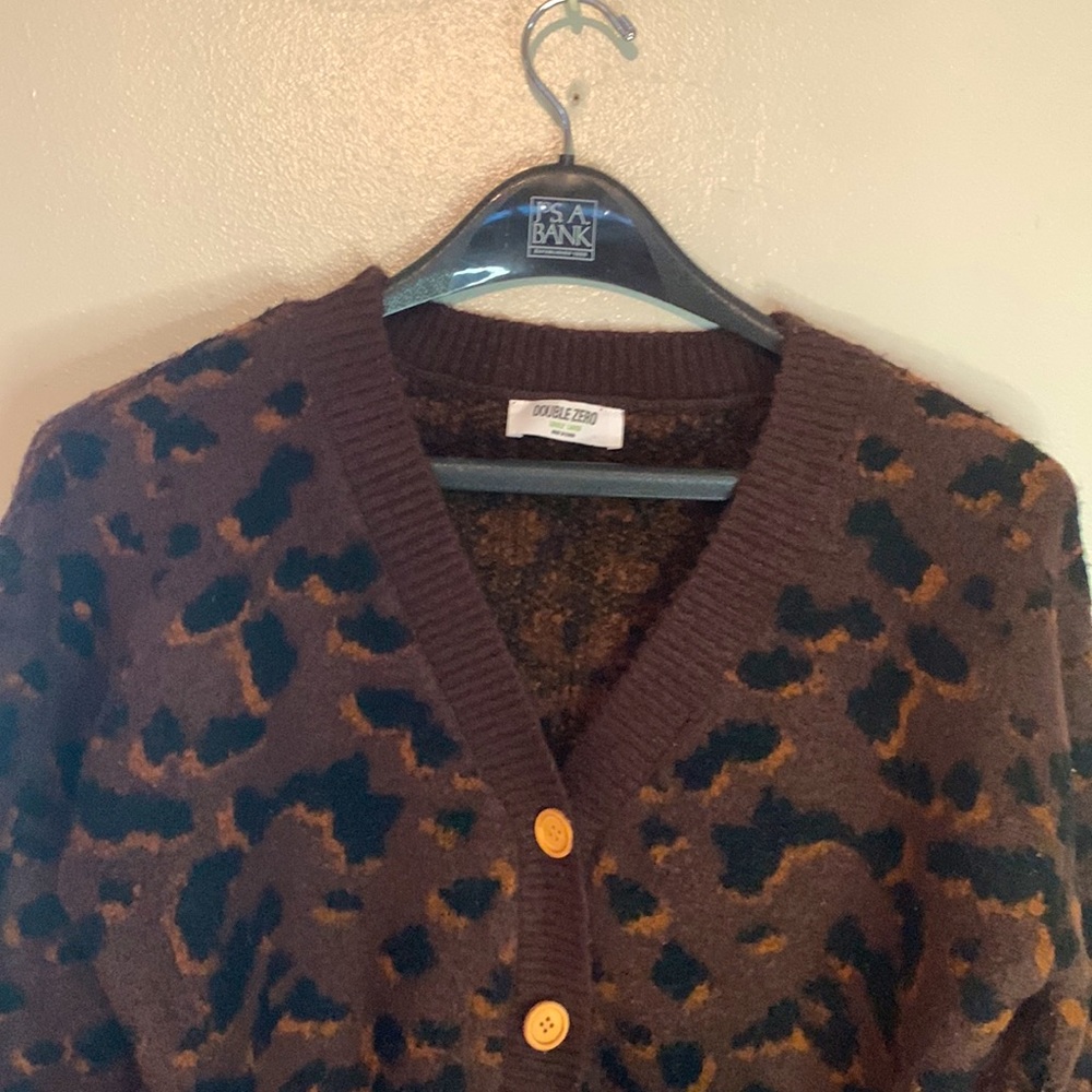 Double Zero Animal Print Button Down Sweater Size… - image 2